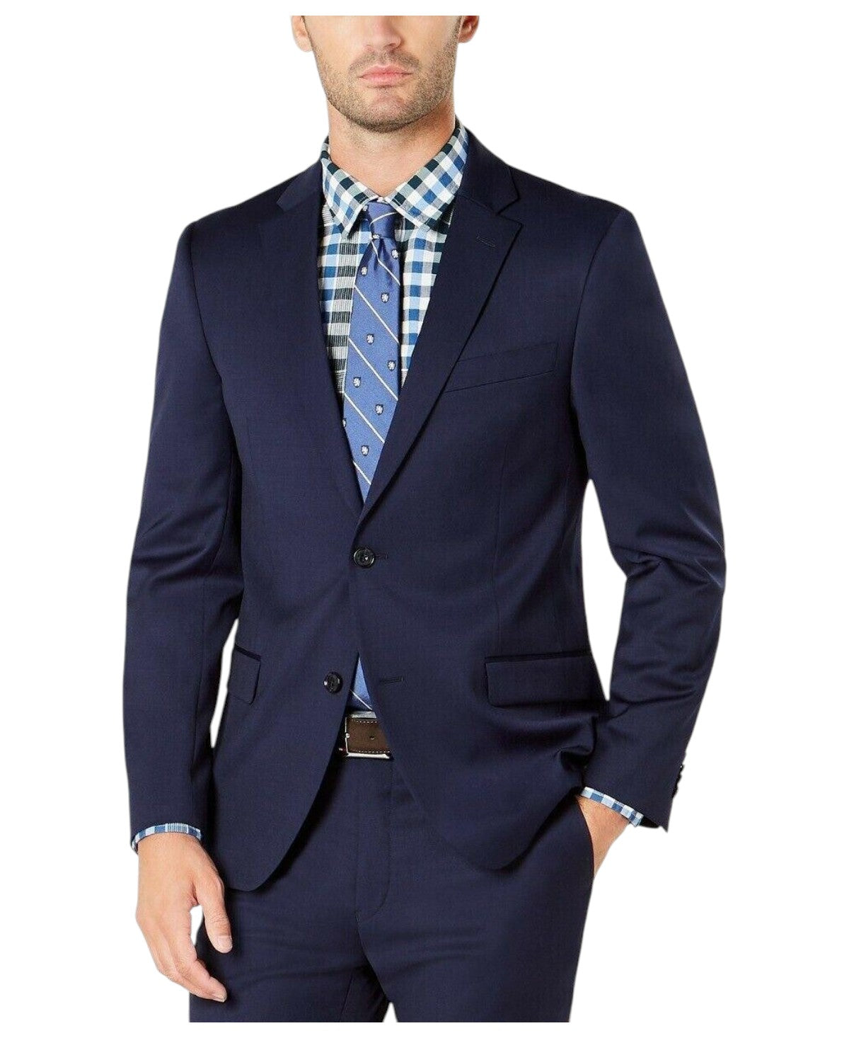 Tommy Hilfiger Mens Modern fit Suit Jacket Blazer 38 S Navy Blue Solid Stretch