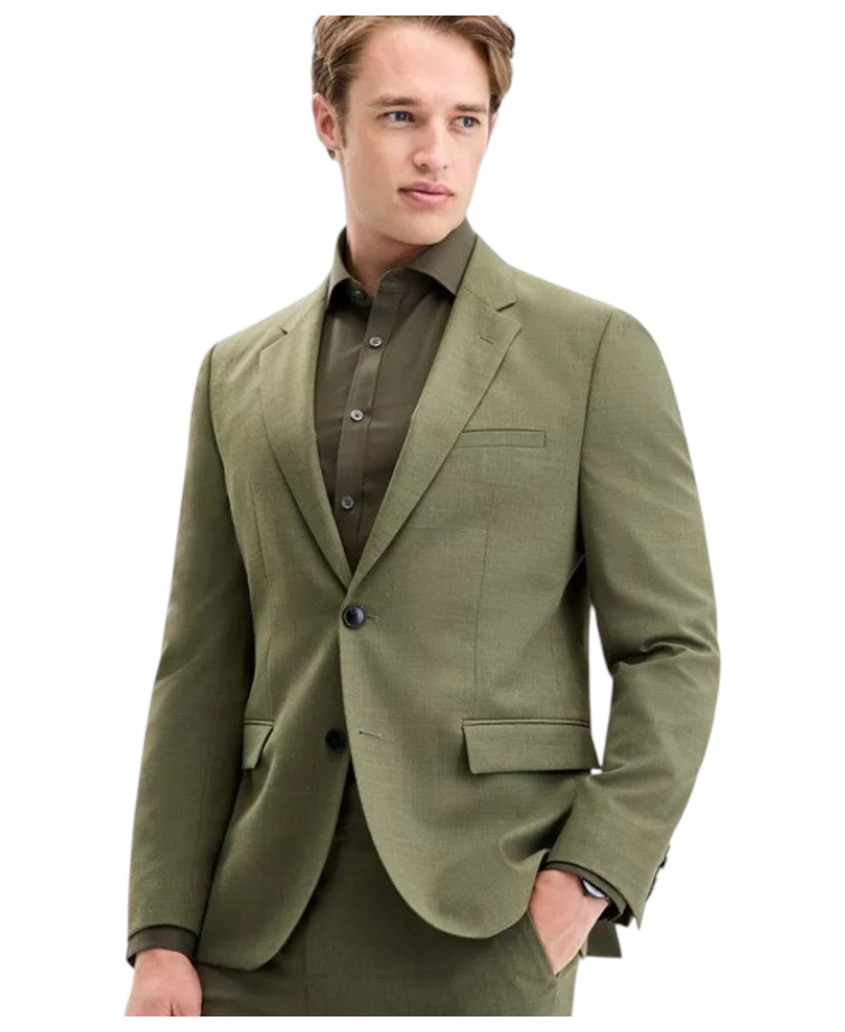 Hugo Boss Mens Modern fit Suit Jacket Blazer 38 R Olive Green Solid Stretch