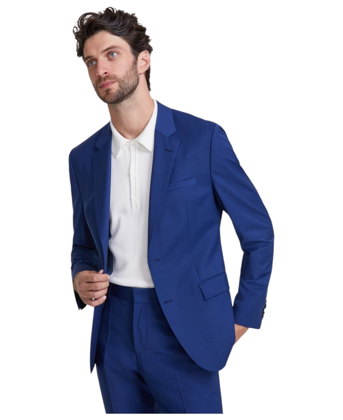 Hugo Boss Mens Modern fit Suit Jacket Blazer 38 S Navy Blue Solid Stretch