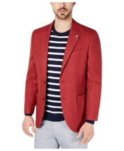 Nautica Mens Modern fit Sport Coat Blazer 46 L Red Solid Stretch