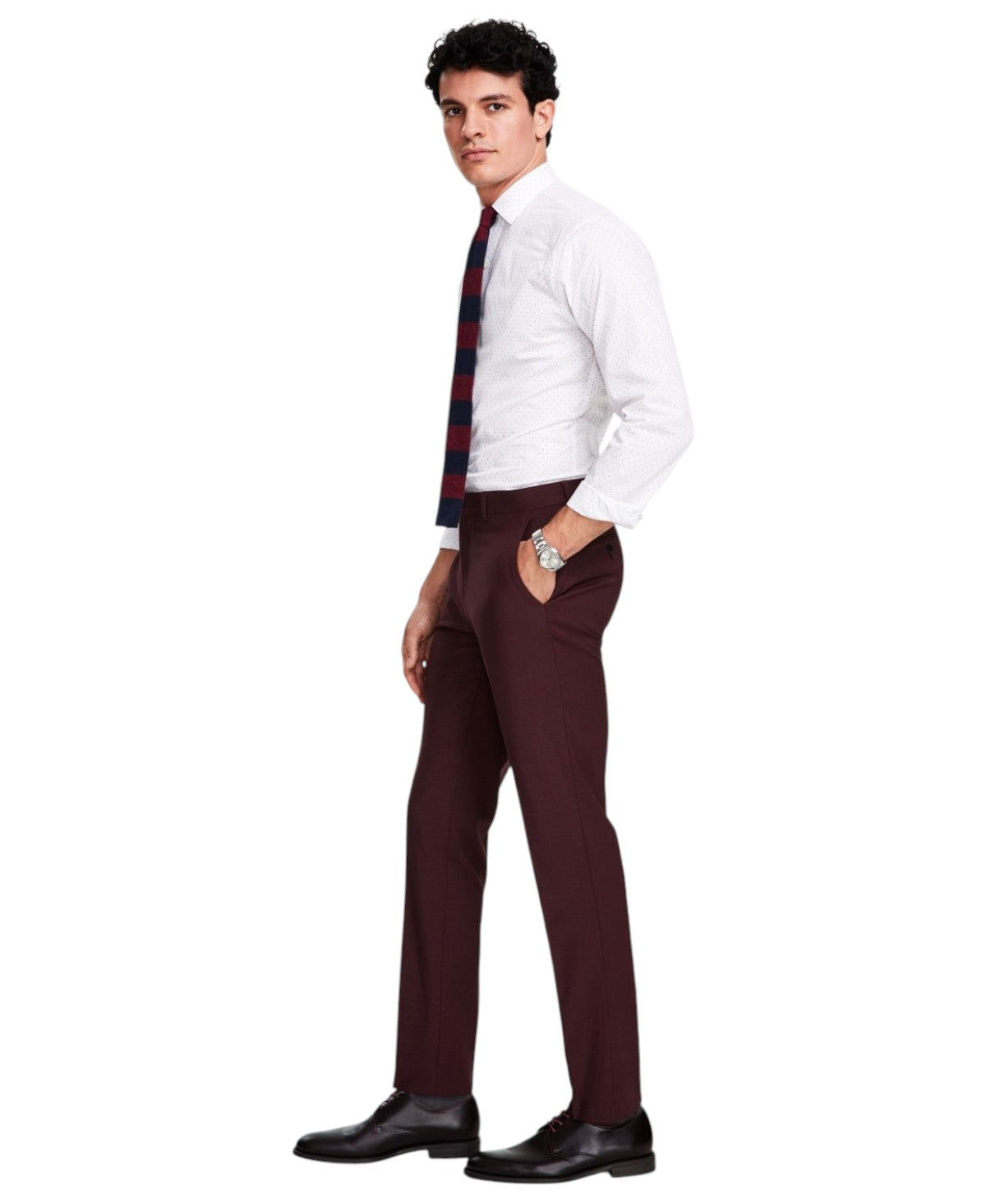 Bar III Mens Slim fit Dress Pants 32 / 30 Burgundy Red Solid Stretch