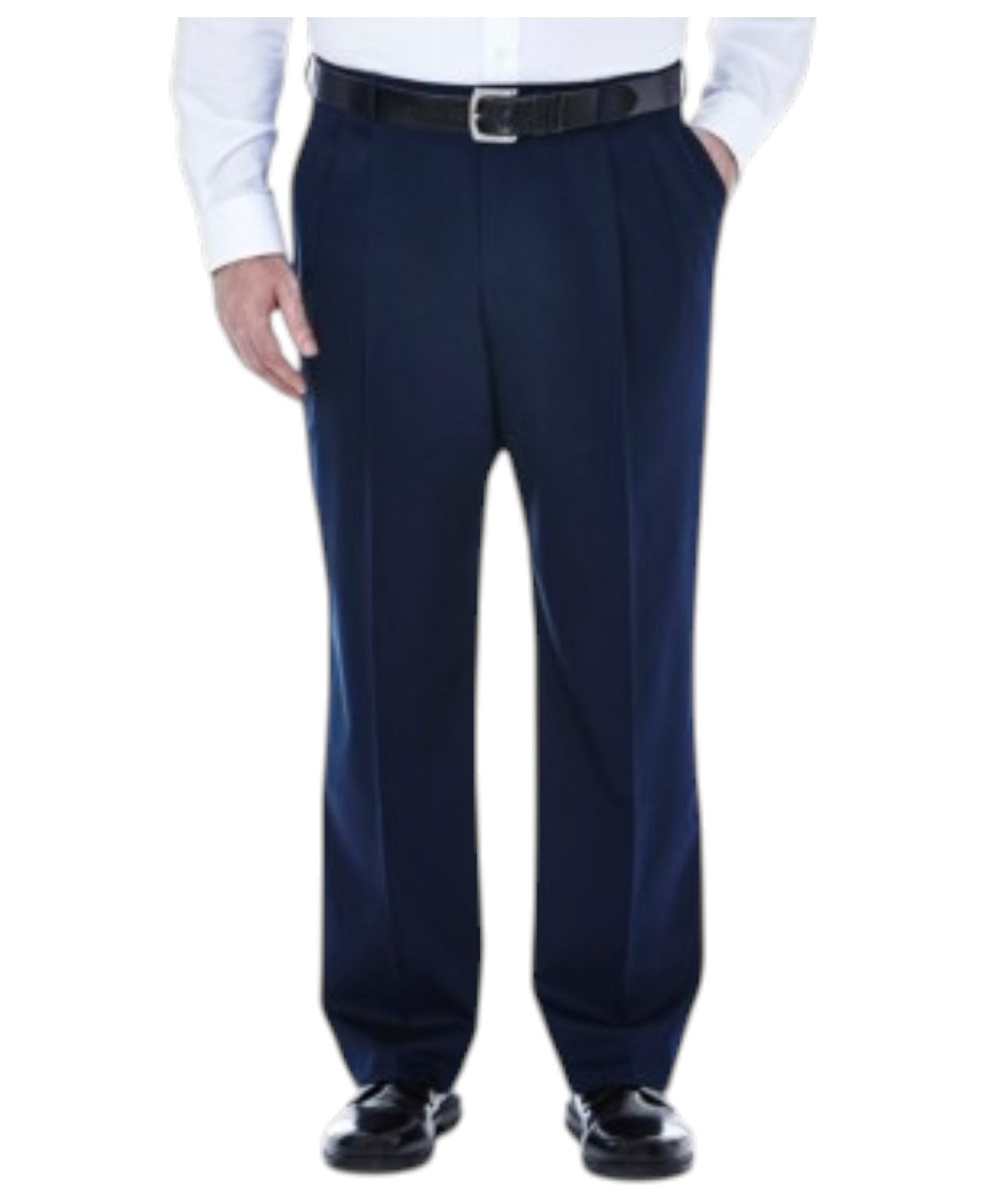 Haggar Mens Classic fit Dress Pants 48 / 32 Navy Blue Solid Stretch