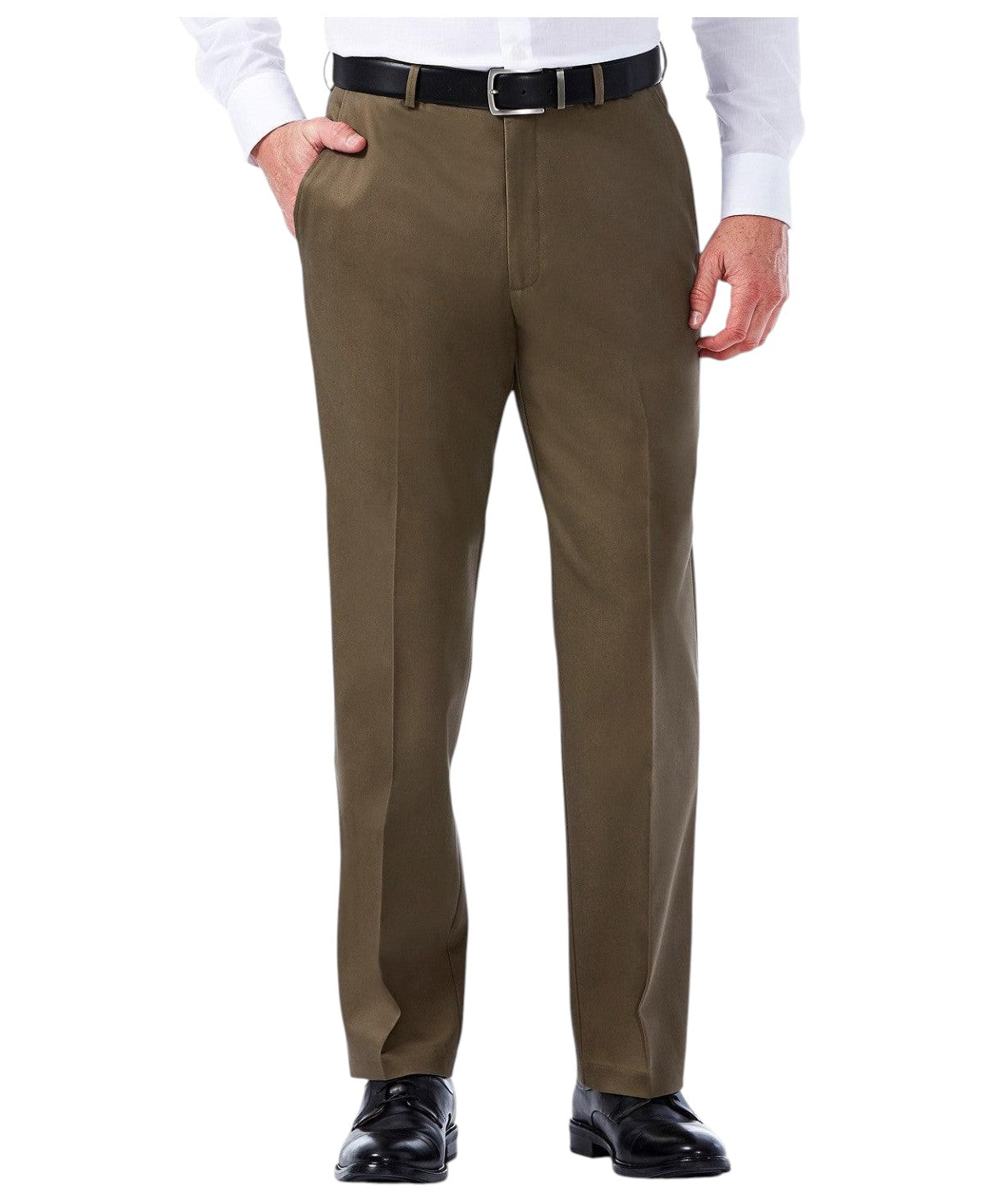 Haggar Mens Classic fit Dress Pants 36 / 34 Brown Solid Stretch