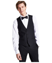Bar Iii Mens Slim fit Button-Up Suit Vest Large Black Solid Stretch