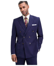 Tayion Mens Classic fit Double Breasted Suit Jacket Blazer 42 S Navy Blue