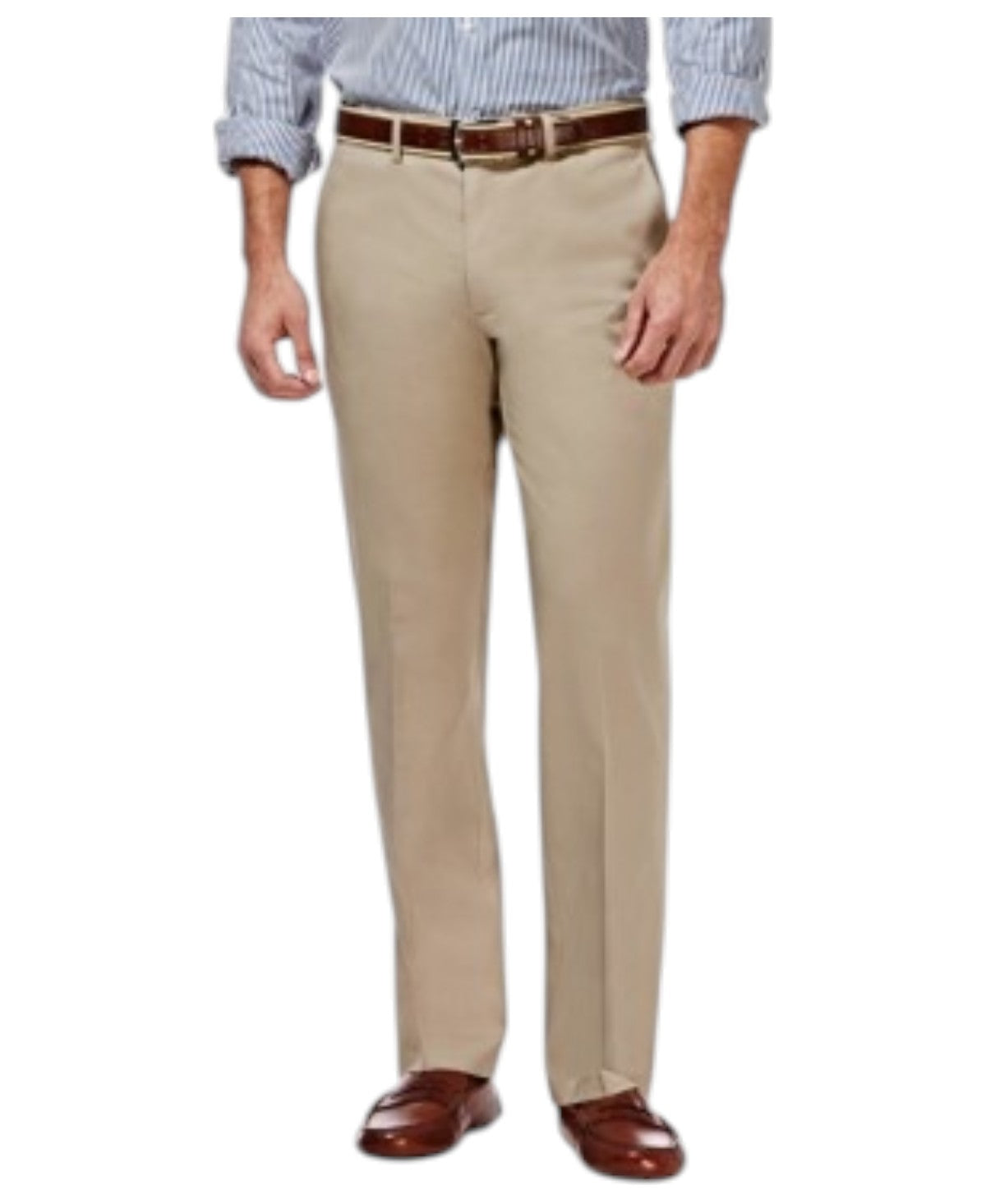 Haggar Mens Straight fit Chinos Pants 36 / 29 Beige Solid Stretch