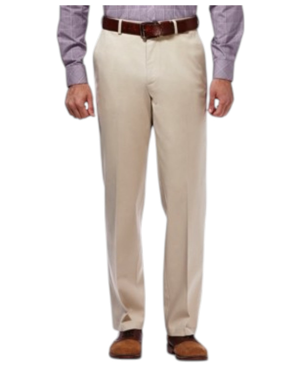 Haggar Mens Classic fit Chinos Pants 34 / 29 Beige Solid Stretch