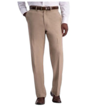 Haggar Mens Classic fit Chinos Pants 38 / 34 Beige Solid Stretch