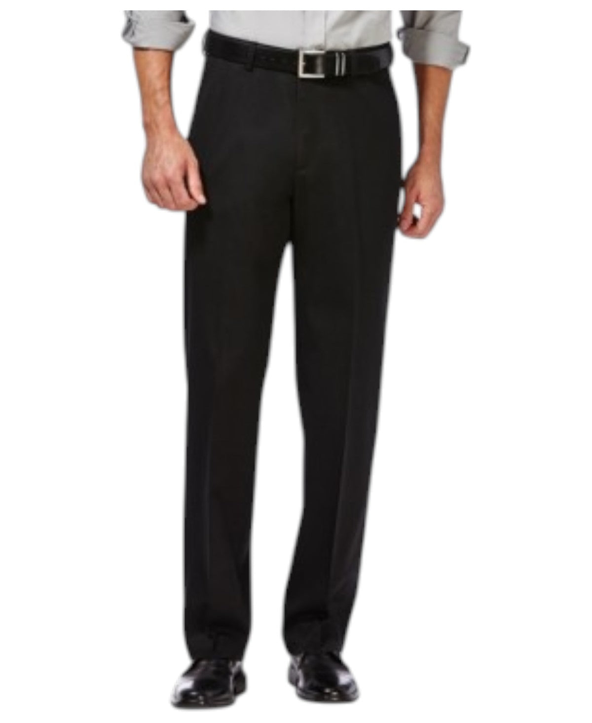 Haggar Mens Classic fit Chinos Pants 36 / 32 Black Solid Stretch