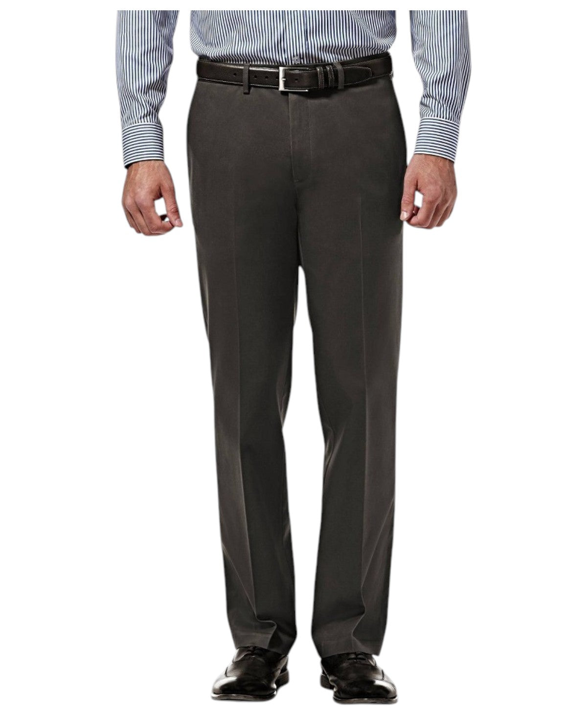 Haggar Mens Straight fit Chinos Pants 38 / 30 Charcoal Grey Solid Stretch