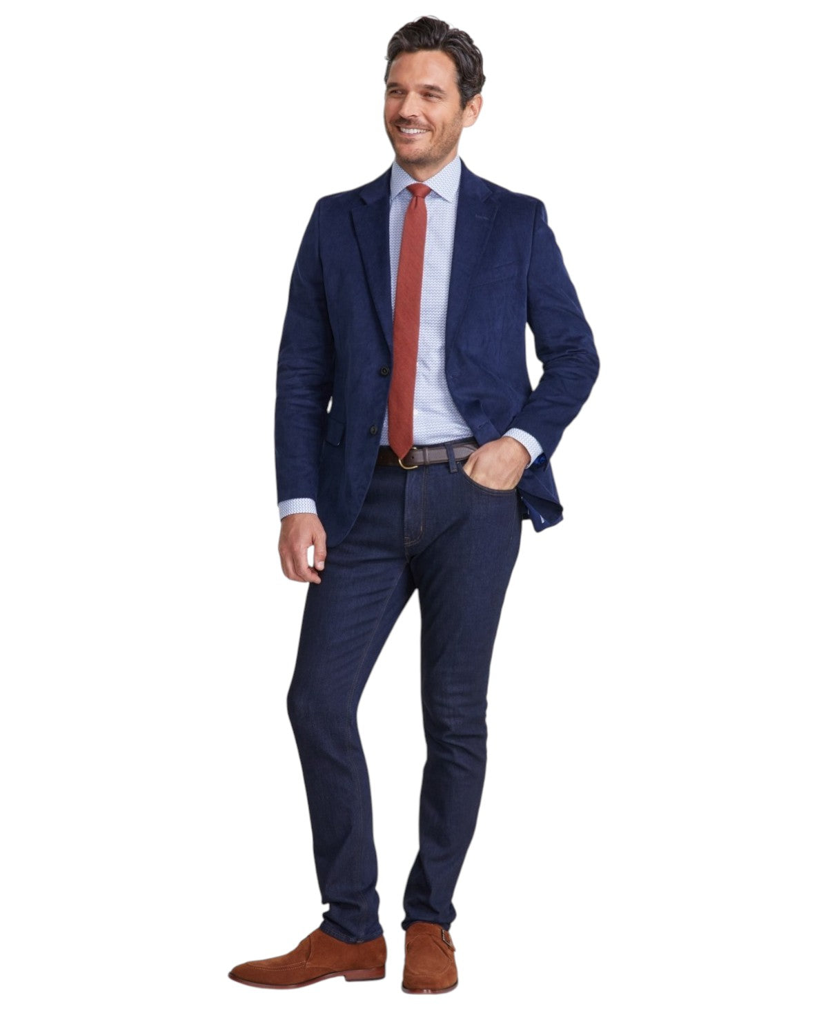 Nautica Mens Modern fit Sport Coat Blazer 48 R Navy Blue Solid Stretch