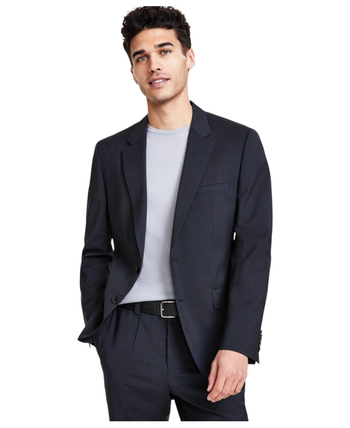 Hugo Boss Mens Slim fit Suit Jacket Blazer 38 S Charcoal Grey Solid Stretch Wool