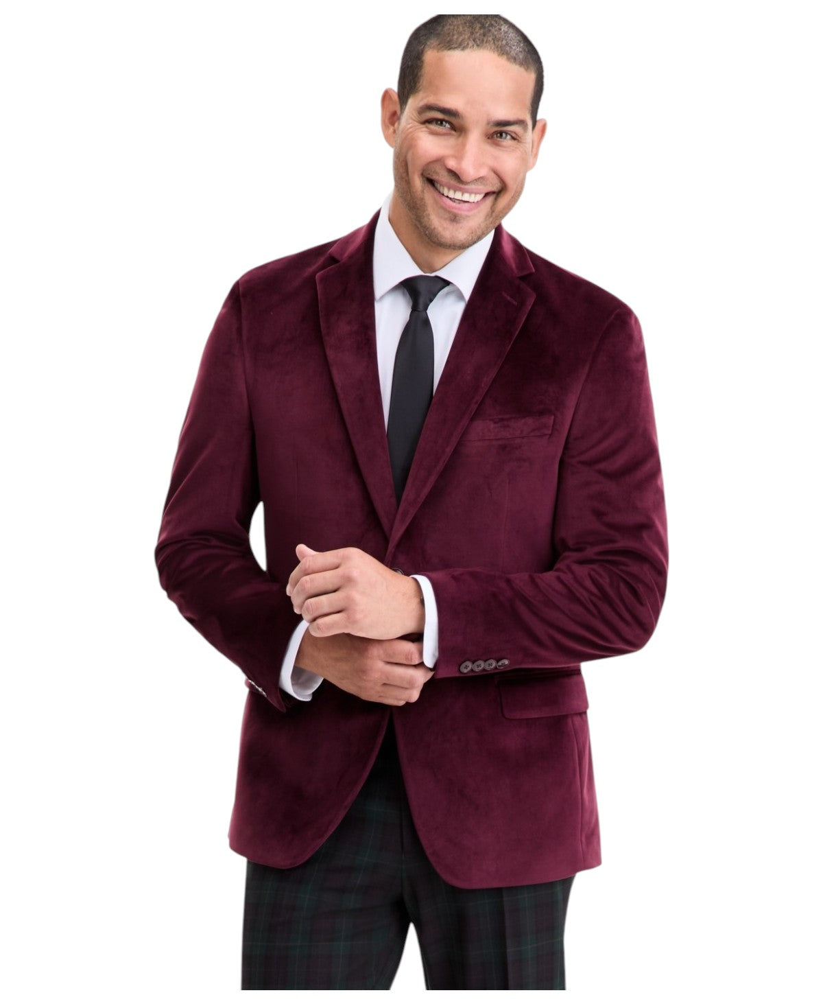 Bar Iii Mens Slim fit Velvet Sport Coat Blazer 36 S Red Solid Stretch