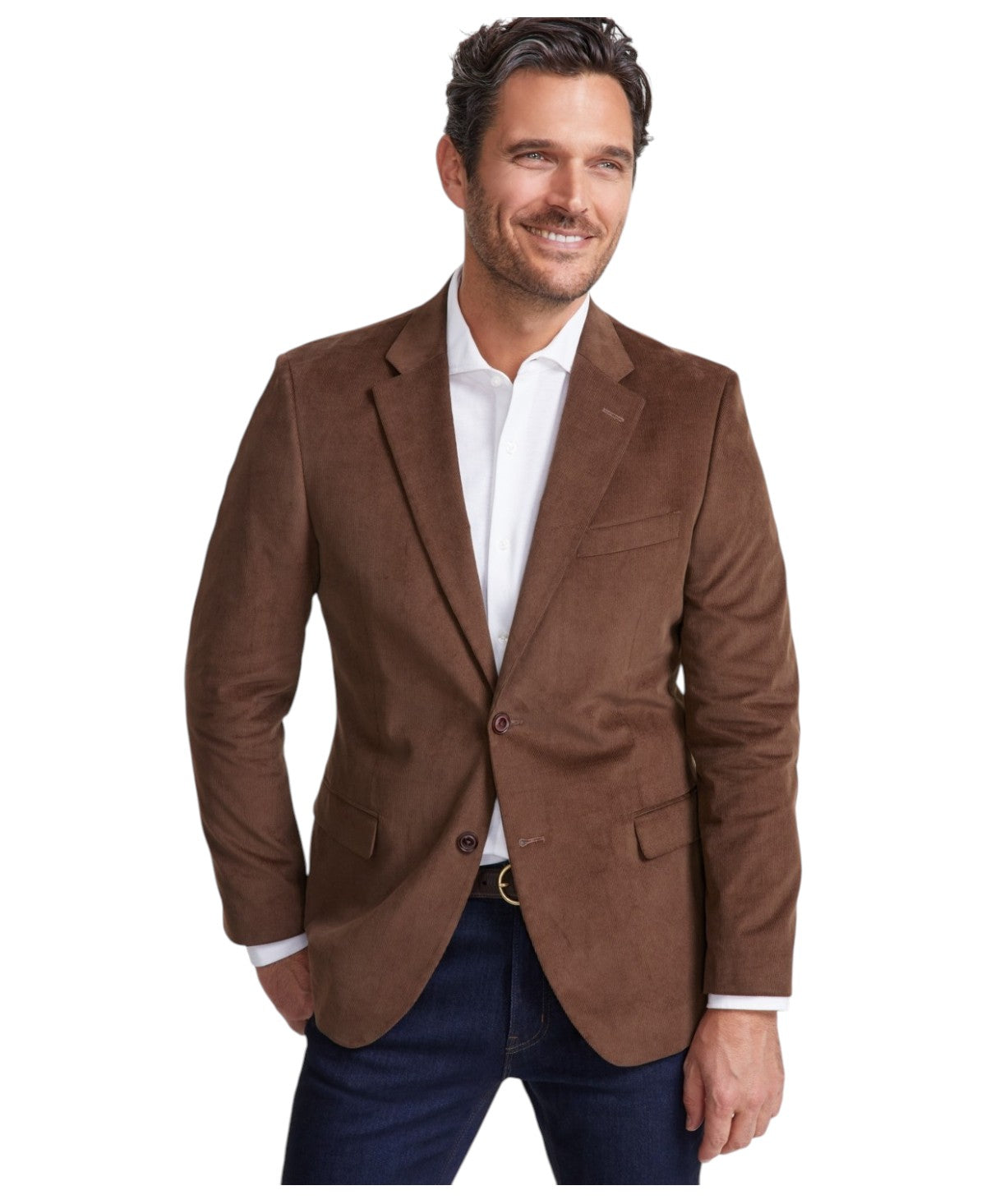 Nautica Mens Modern fit Corduroy Sport Coat Blazer 40 L Brown Solid Stretch