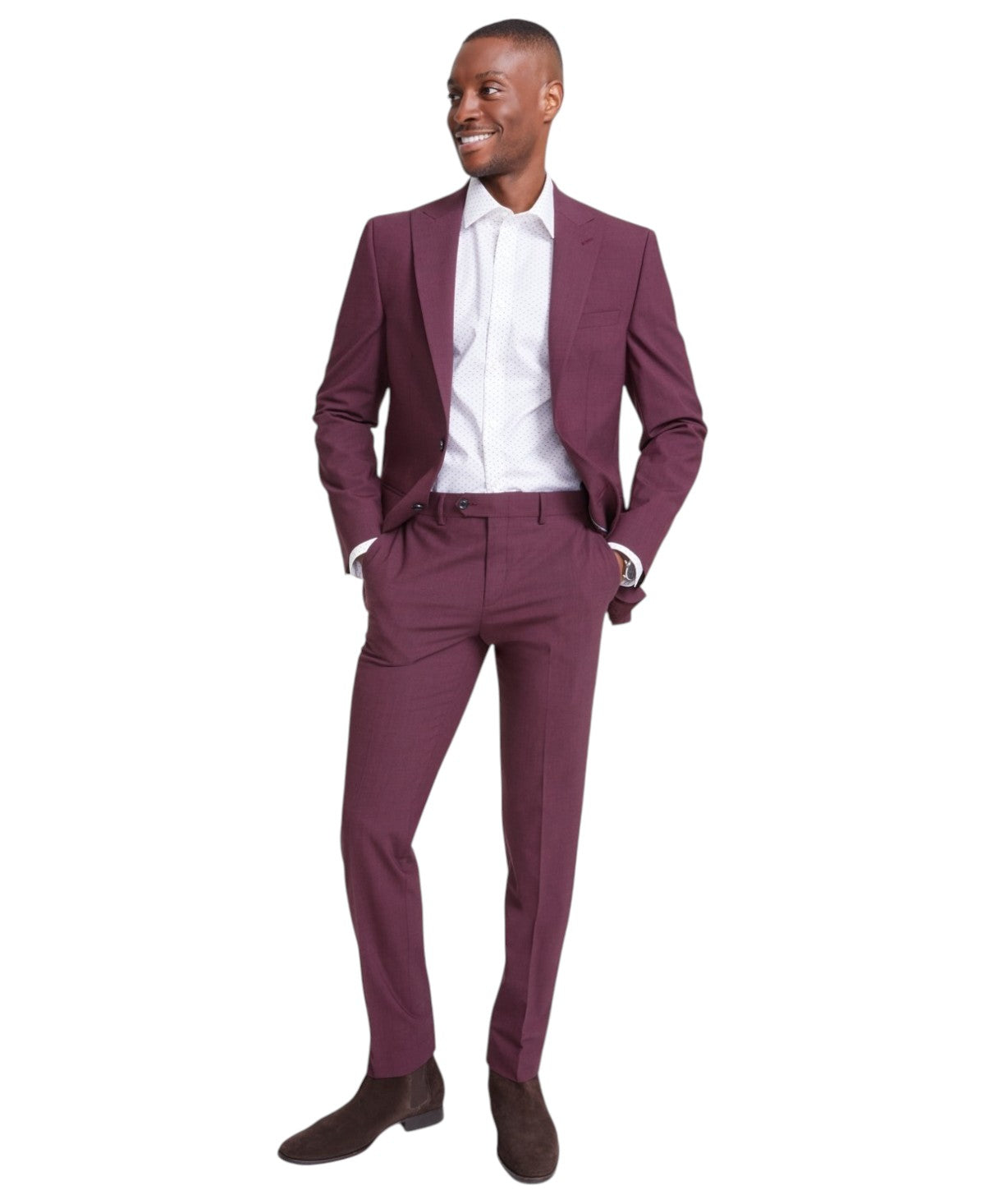 Bar Iii Mens Slim fit Dress Pants 30 / 30 Berry Red Solid Stretch