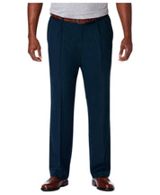 Haggar Mens Classic fit Dress Pants 44 / 30 Navy Blue Solid Stretch