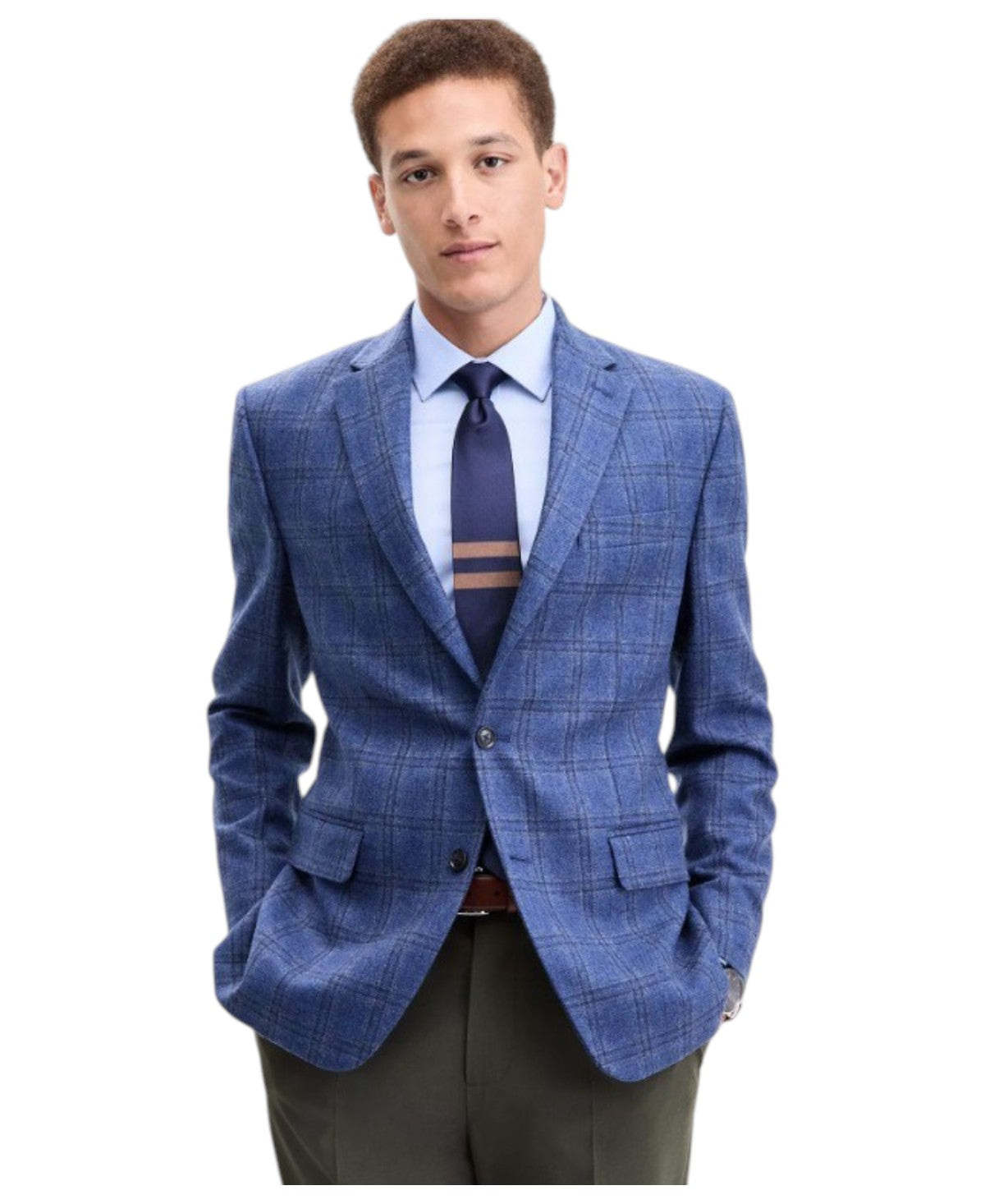 Tommy Hilfiger Mens Modern fit Wool Sport Coat Blazer 38 S Blue Plaid