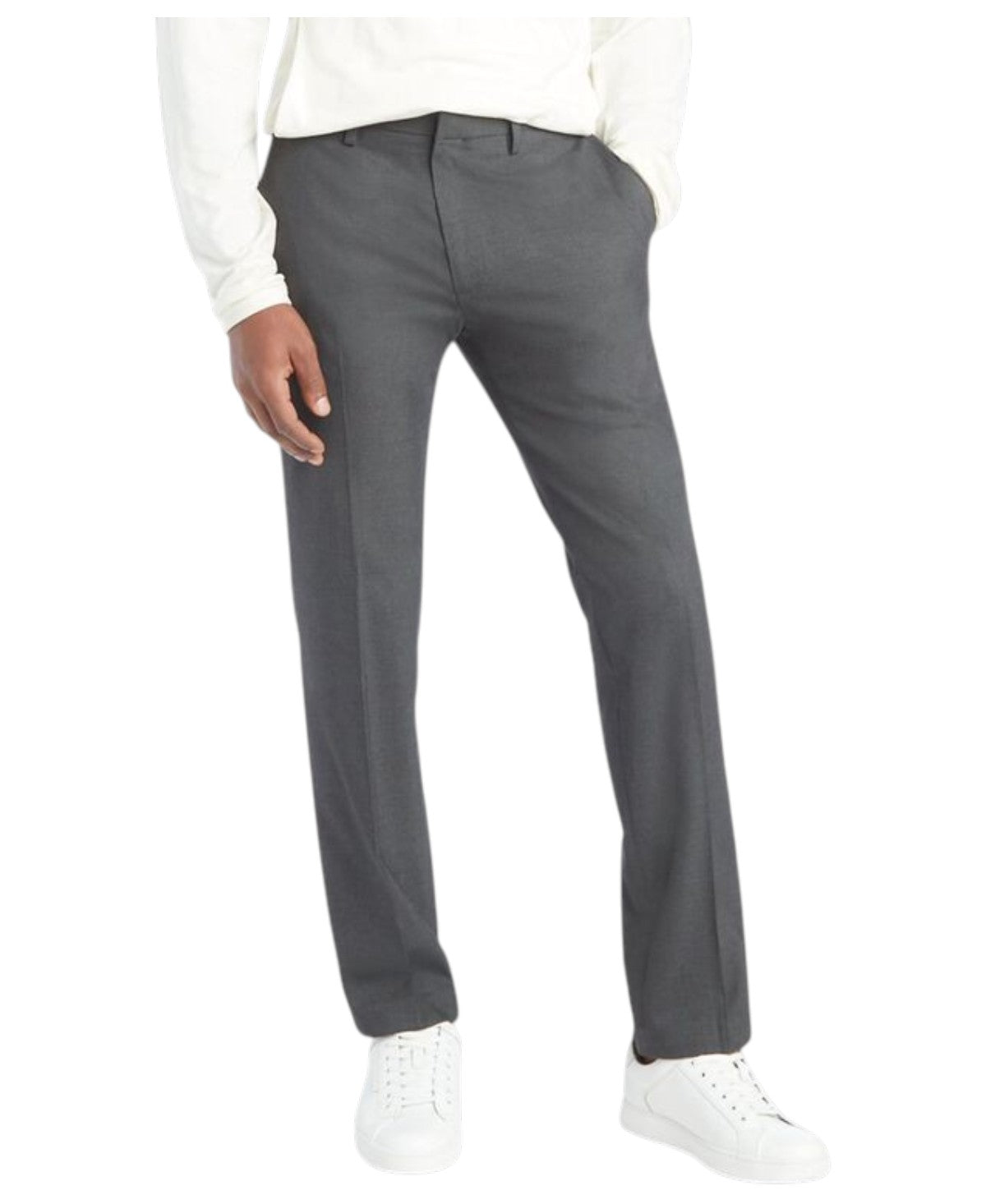 Kenneth Cole Mens Slim fit Dress Pants 34 / 34 Mid Grey Solid Stretch
