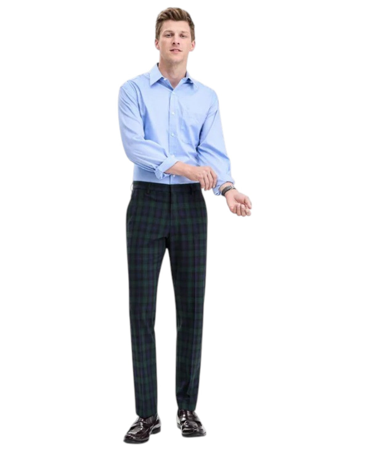 Tommy Hilfiger Mens Modern fit Dress Pants 32 / 30 Blue Plaid Stretch
