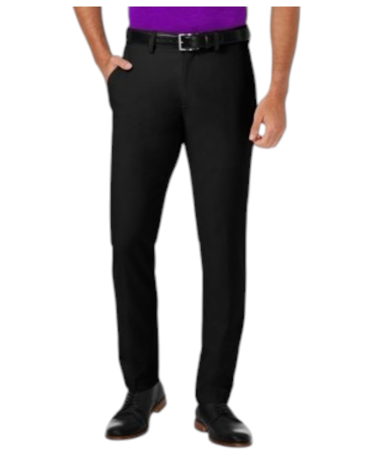 Haggar Mens Slim fit Dress Pants 38 / 30 Black Solid Stretch