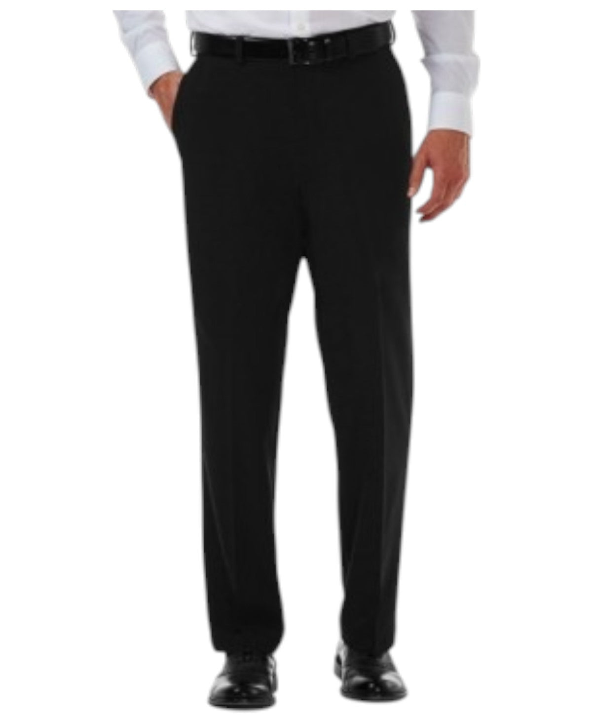 Haggar Mens Classic fit Dress Pants 34 / 29 Black Solid Stretch