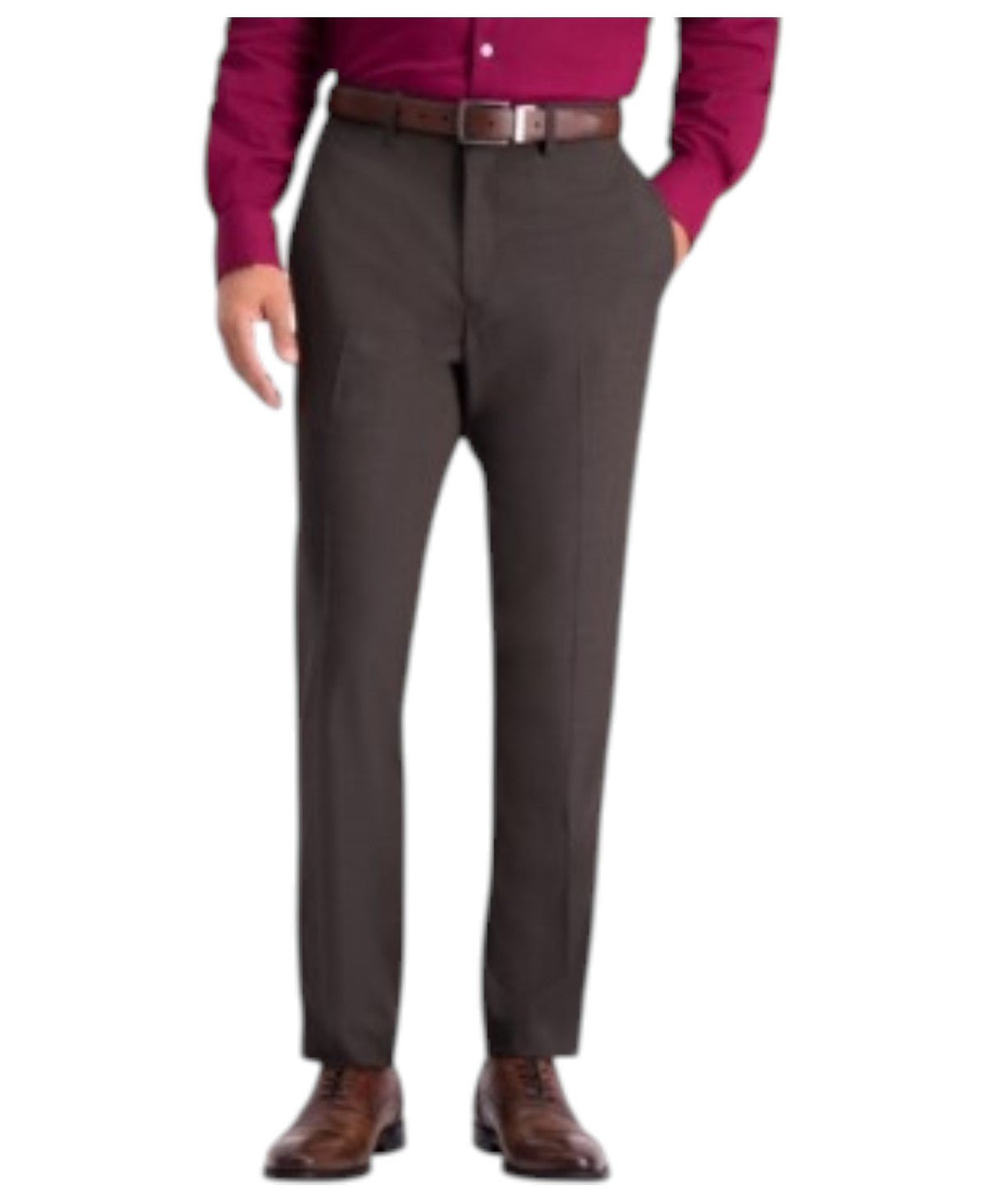 Kenneth Cole Mens Slim fit Dress Pants 38 / 32 Brown Solid Stretch