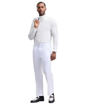 Tayion Mens Classic fit Dress Pants 38 / 30 White Solid Stretch