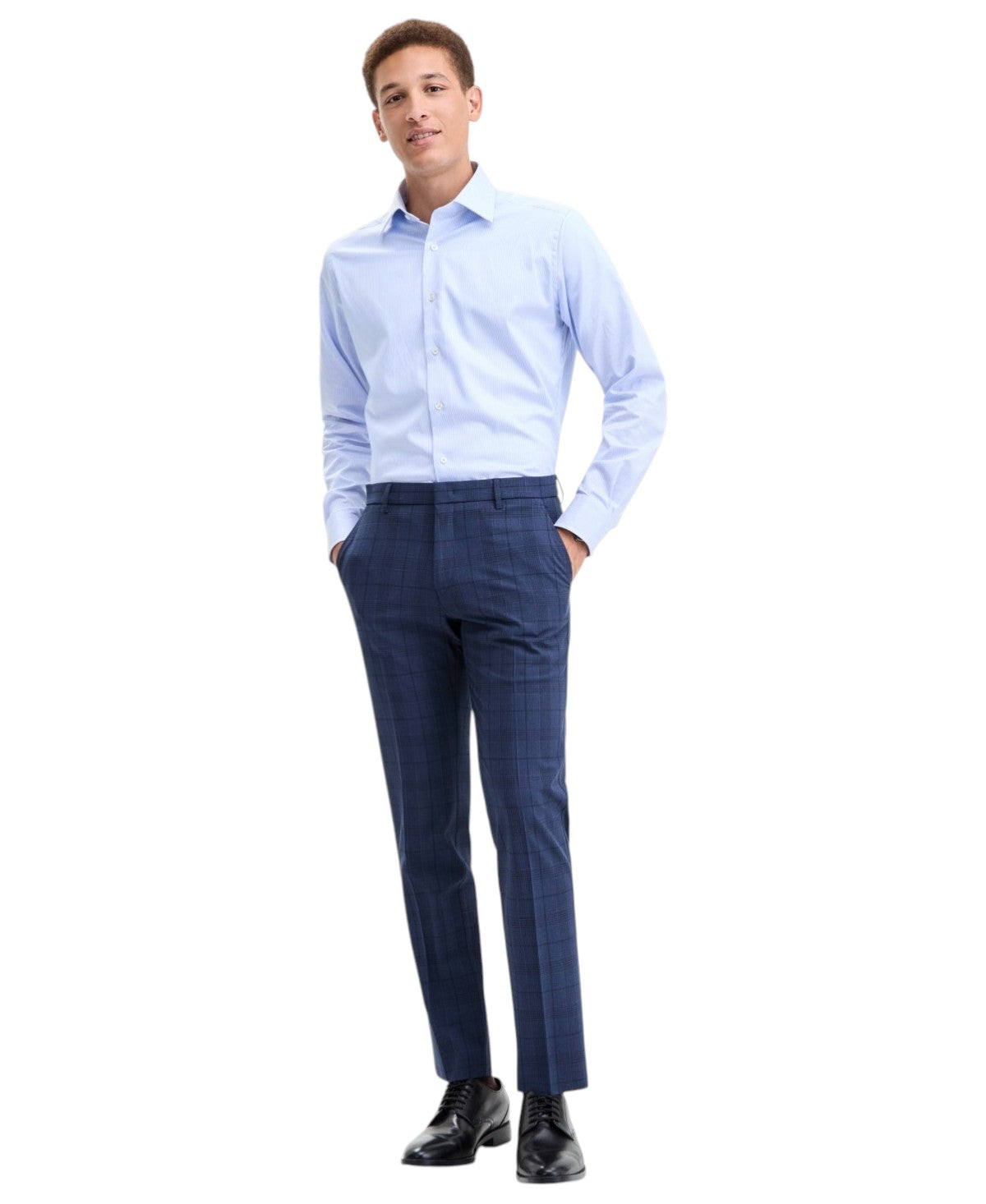Tommy Hilfiger Mens Modern fit Dress Pants 38 / 30 Navy Blue Plaid Stretch
