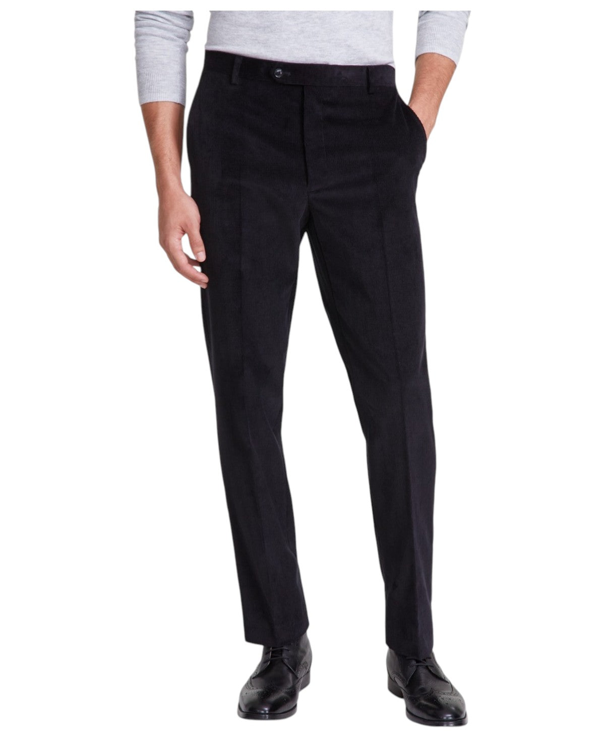 Tommy Hilfiger Mens Modern fit Dress Corduroy Pants 40 / 32 Black Solid Stretch
