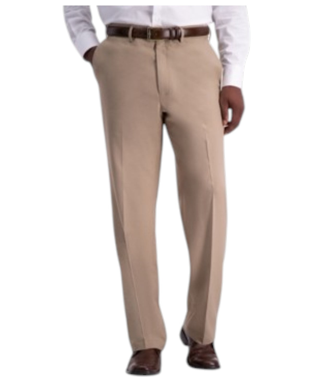 Haggar Mens Classic fit Chinos Pants 38 / 30 Beige Solid Stretch