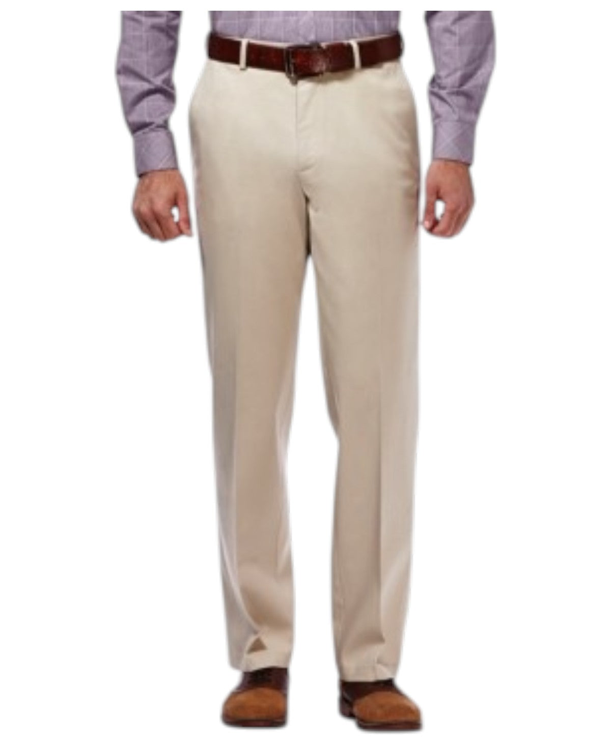 Haggar Mens Classic fit Chinos Pants 40 / 30 Beige Solid Stretch