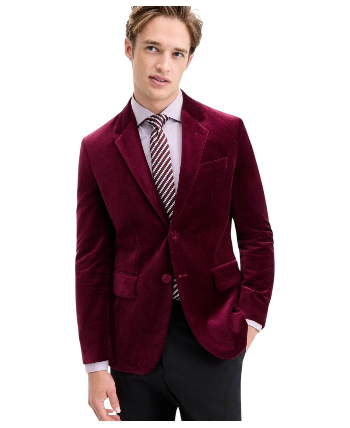 Hugo Boss Mens Slim fit Velvet Sport Coat Blazer 38 R Red Solid Stretch