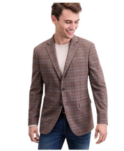 Kenneth Cole Reaction Mens Slim fit Sport Coat Blazer 38 S Brown Plaid Stretch