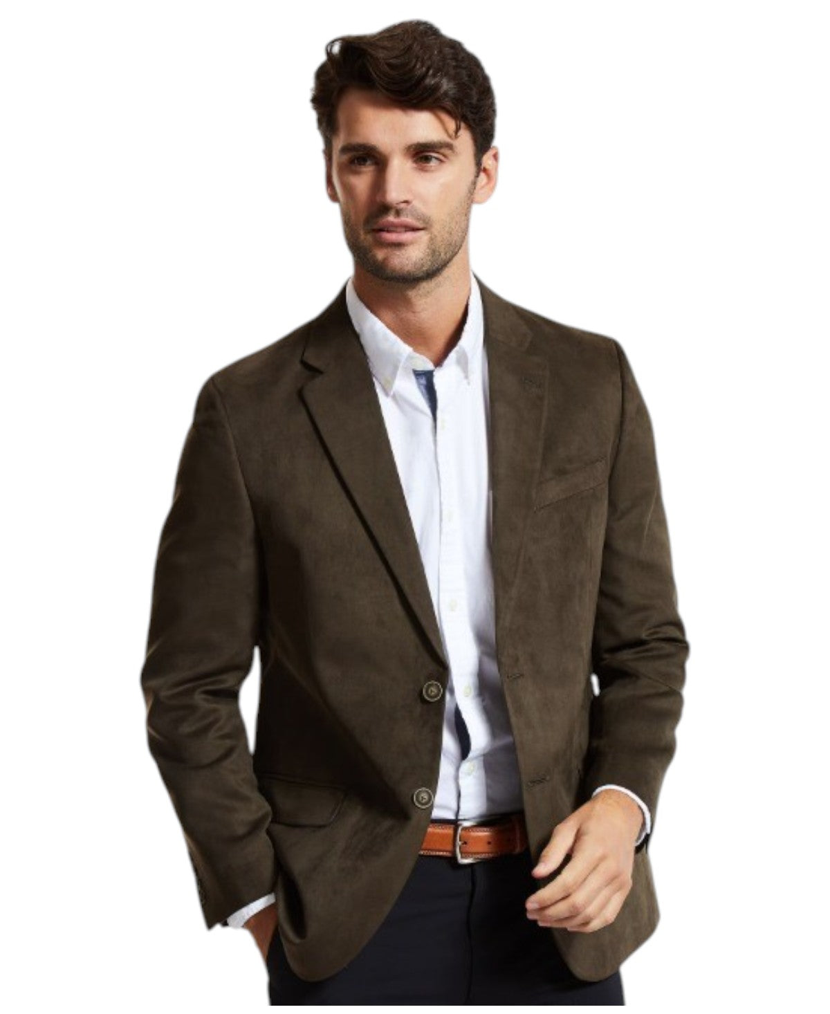 Nautica Mens  Classic fit Suede Sport Coat Blazer 36 S Olive Green Solid
