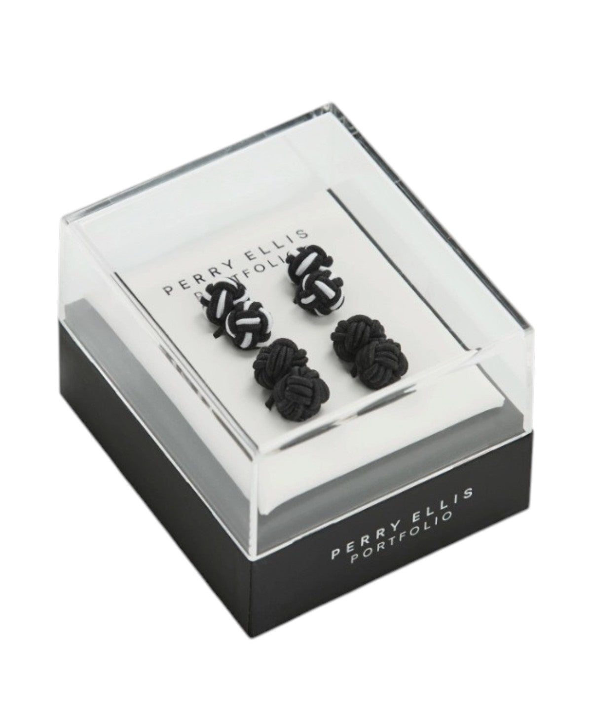 Perry Ellis Portfolio Mens Silk Knot Cufflinks Black White