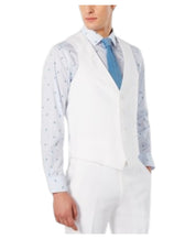 Bar Iii Mens Slim fit Button-Up Vest Large White Solid