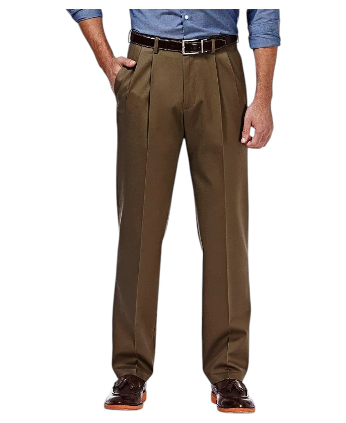 Haggar Mens Classic fit Dress Pants 38 / 32 Brown Solid