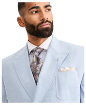 Tayion Collection Men's Classic-Fit Double-Breasted Suit Jacket 44 S Powder Blue