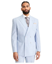 Tayion Collection Men's Classic-Fit Double-Breasted Suit Jacket 44 S Powder Blue