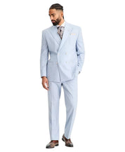 Tayion Collection Men's Classic-Fit Double-Breasted Suit Jacket 44 S Powder Blue