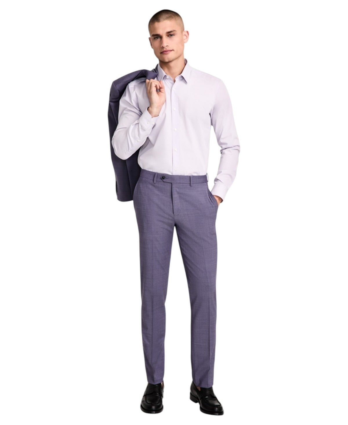 Bar Iii Mens Slim fit Dress Pants 34 / 30 Purple Solid Stretch