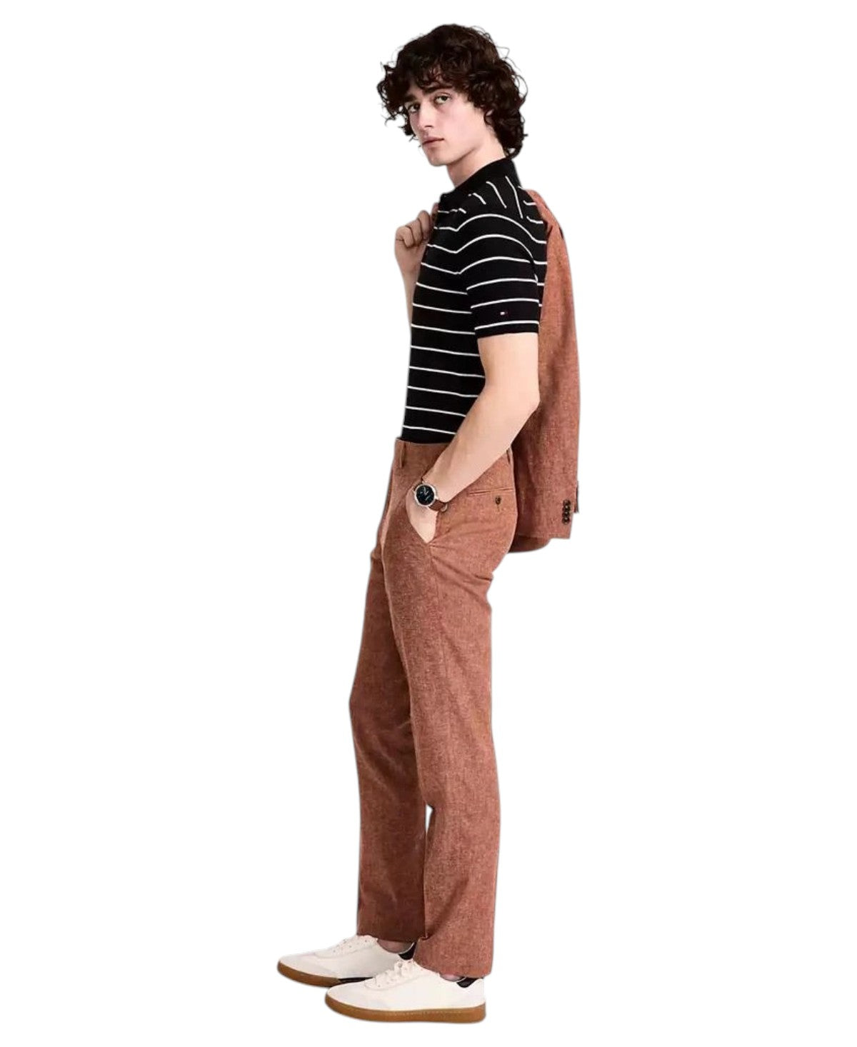 Tommy Hilfiger Mens Modern fit Dress Pants 36 / 32 Brown Solid Linen