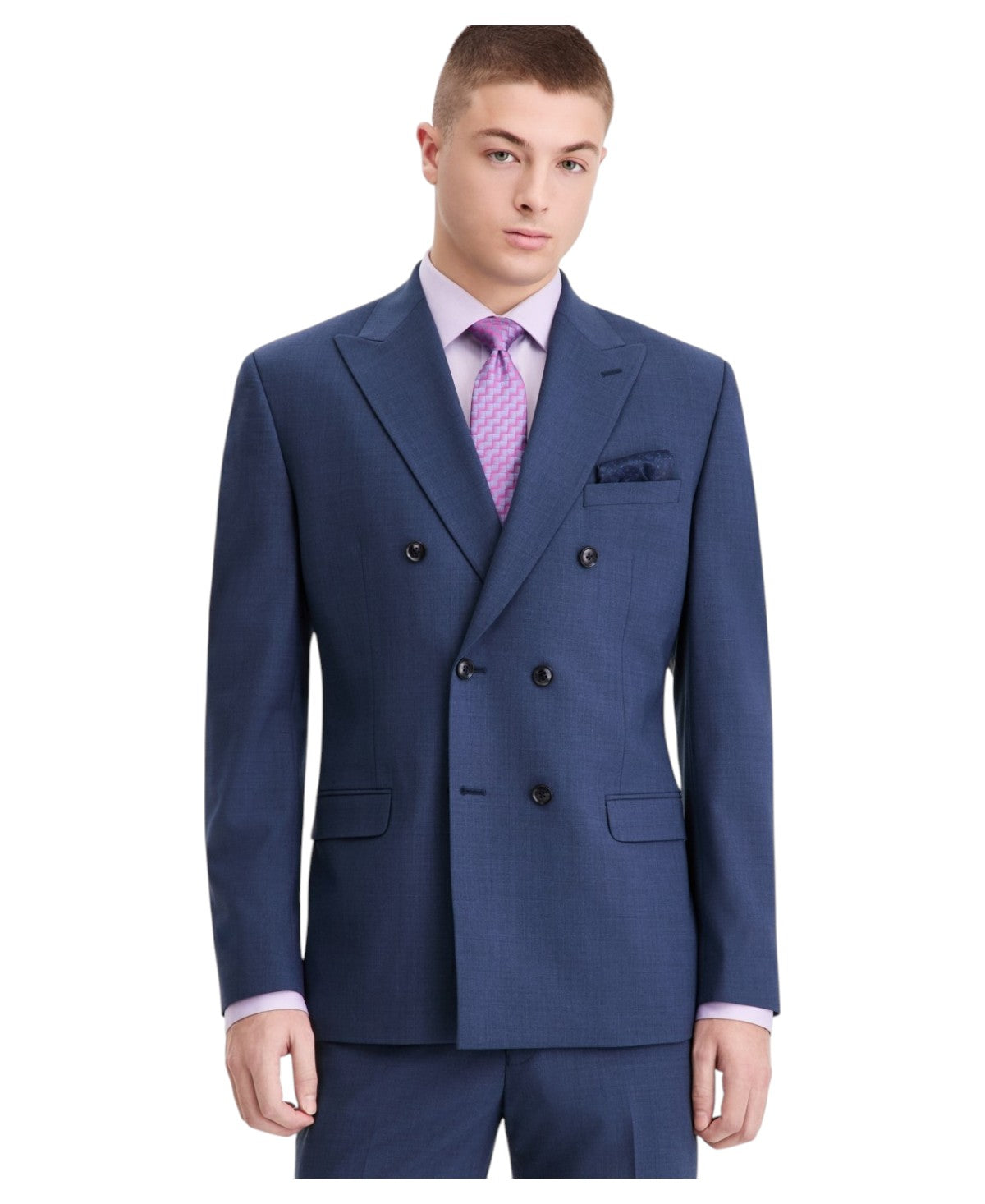 Bar III Mens Slim fit Wool Double Breasted Suit Jacket Blazer 40 S Blue Solid