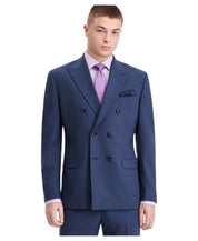 Bar III Mens Slim fit Wool Double Breasted Suit Jacket Blazer 44 S Blue Solid