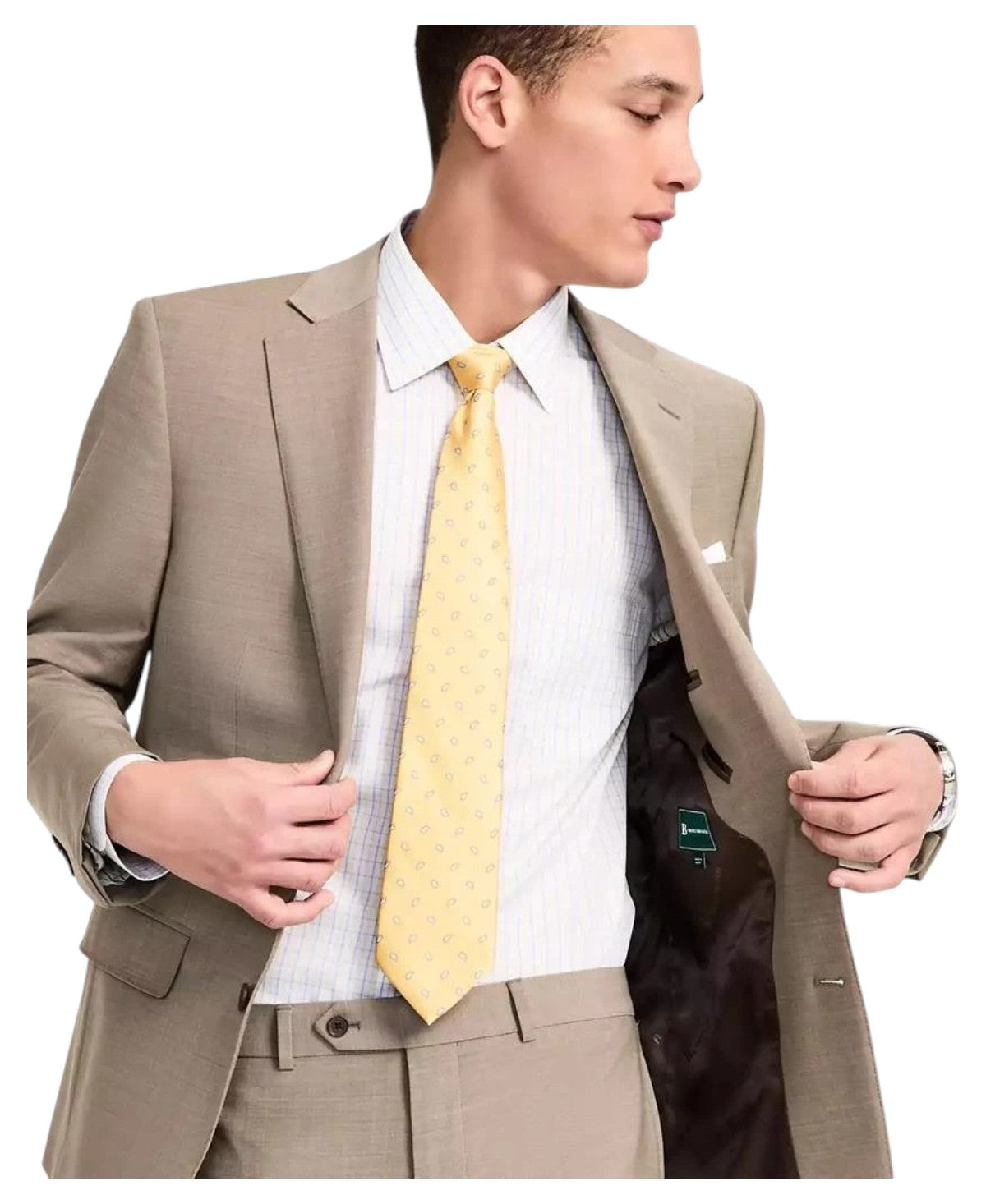 Brooks Brothers Mens Classic fit Suit Jacket Blazer 48 R Beige Solid