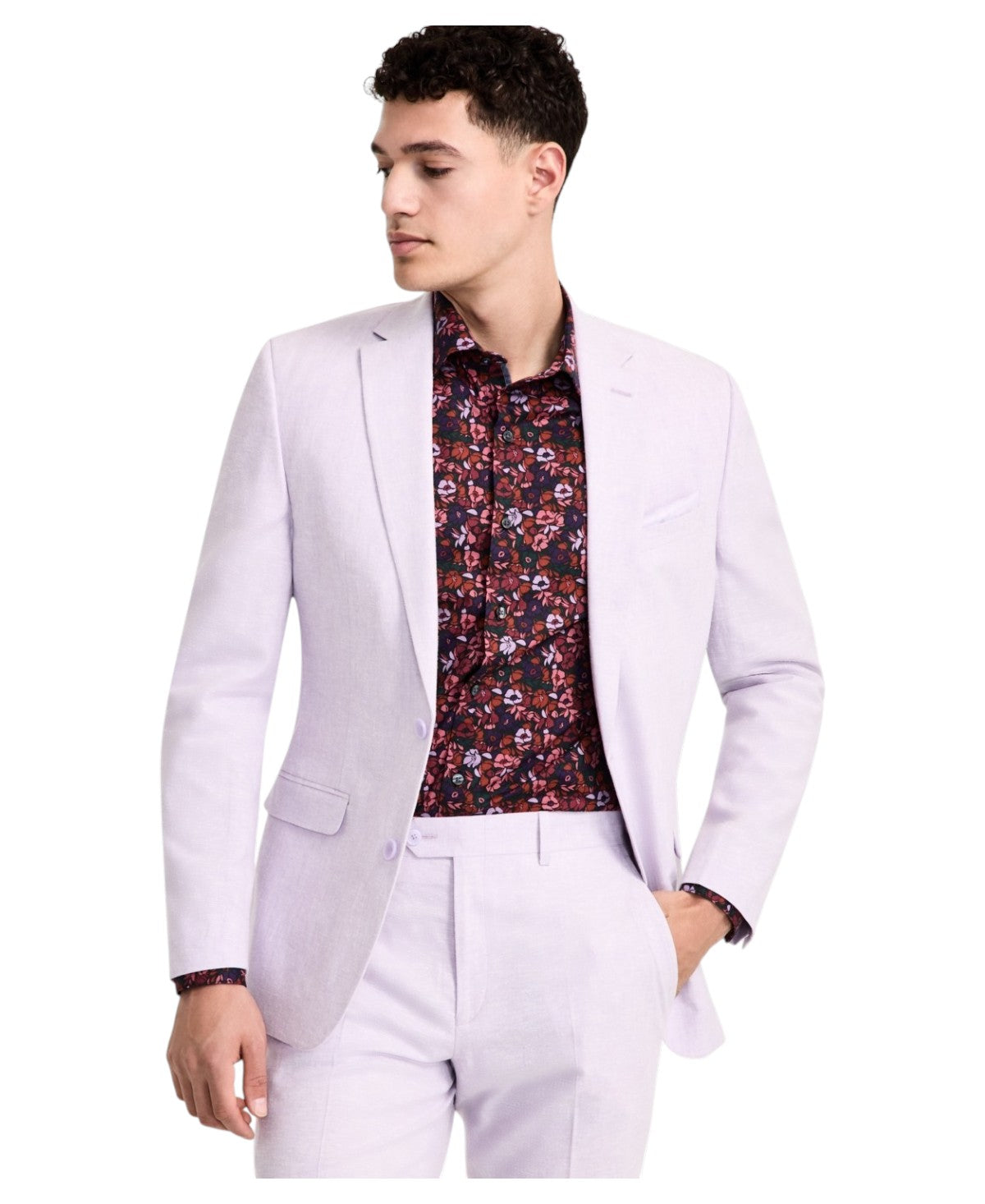 Bar Iii Mens Slim fit Suit Jacket Blazer 40 R Lilac Purple Solid Linen