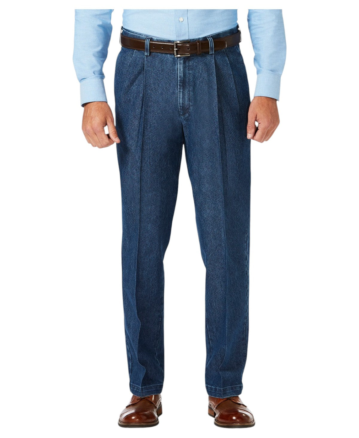 Haggar Mens Classic fit Dress Pants 38 / 29 Denim Blue Solid
