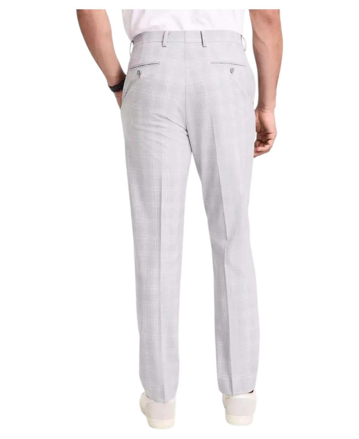 Alfani Mens Slim fit Dress Pants 36 / 32 Light Grey Plaid