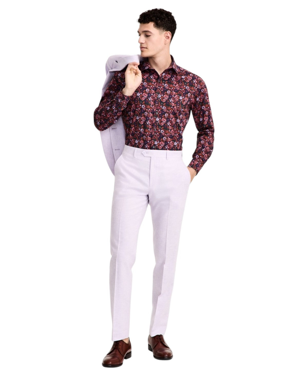 Bar Iii Mens Slim fit Dress Pants 30 / 30 Lilac Purple Solid Linen
