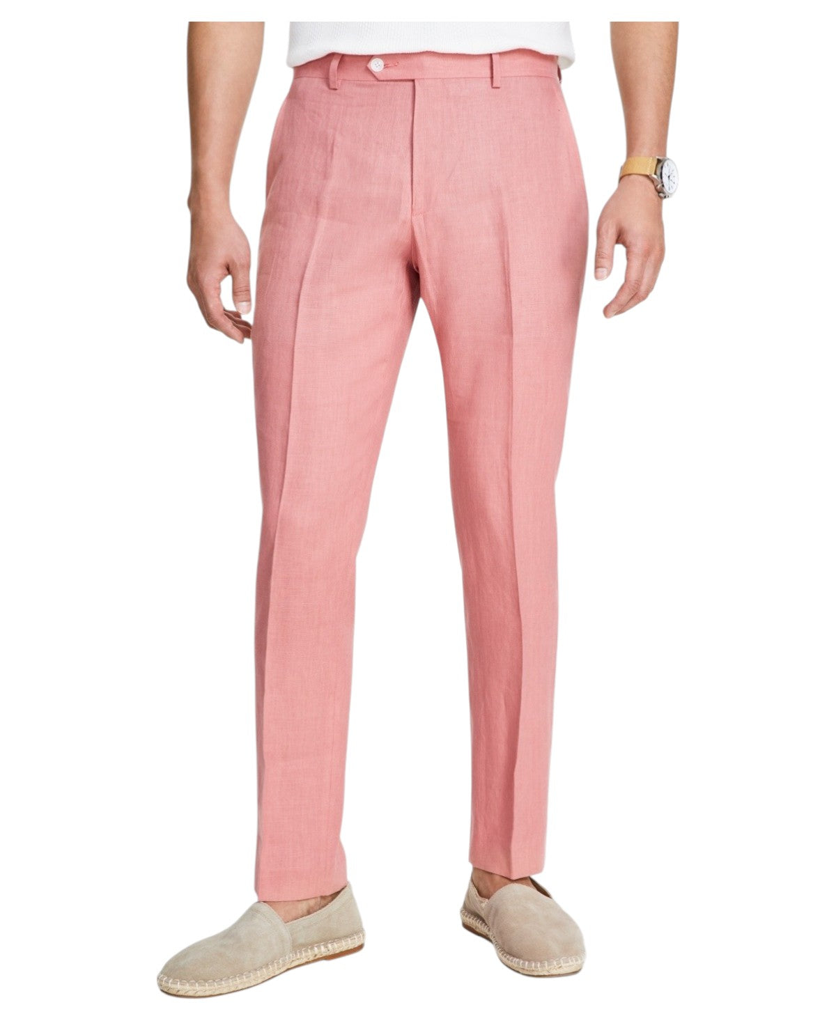 Tommy Hilfiger Mens Modern fit Linen Dress Pants 34 / 32 Light Red Solid